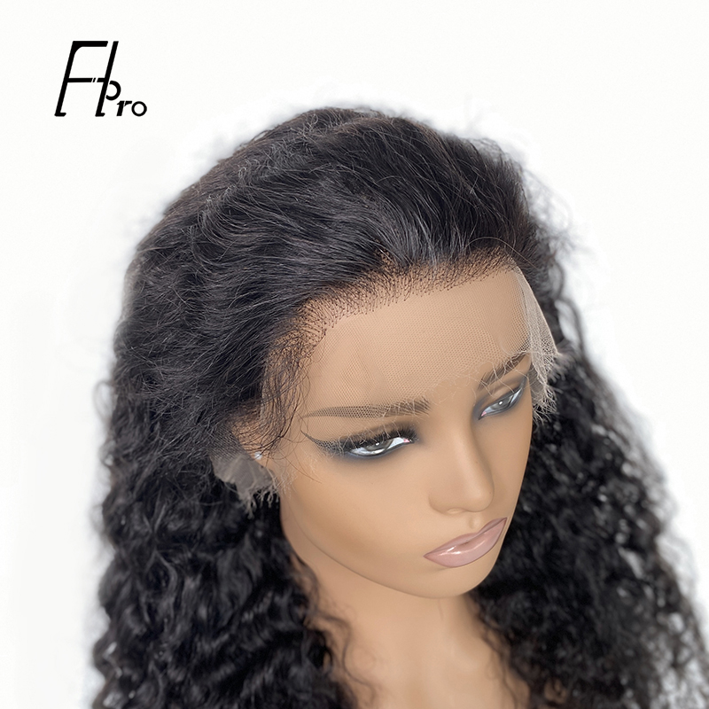 13x4 HD Front Lace Wig Free Part Human Hair Deep Wave Texture Natural Color